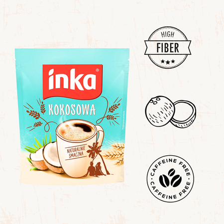 Kawa zbożowa kokosowa rozpuszczalna dla całej rodziny bez kofeiny INKA 200g