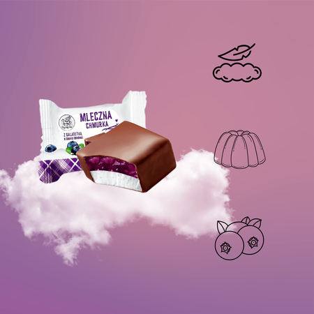 Pianki z galaretką w czekoladowej polewie borówka Milkly Clouds 1kg