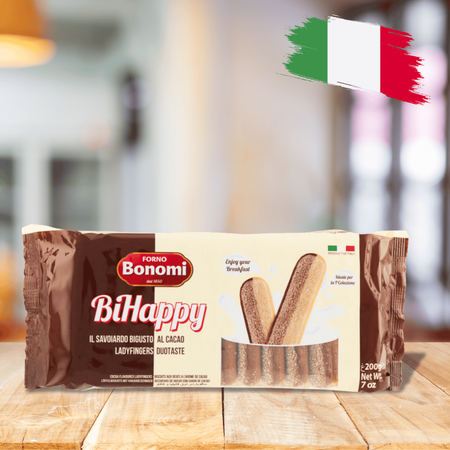 Włoskie Biszkopty Savoiardi BiHappy wanilia kakao Bonomi Castelli 200g