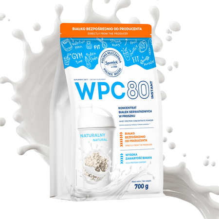 Koncentrat białka WPC80 Whey protein serwatka białka naturalny SPOMLEK 700g