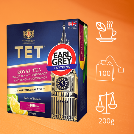 Herbata Czarna z Cytryną i Bergamotką TET Royal Tea 100 torebek 200g