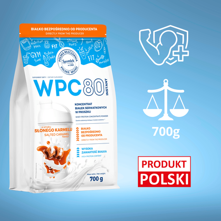 Białko WPC80 Koncentrat białka serwatkowego słony karmel SPOMLEK 700g
