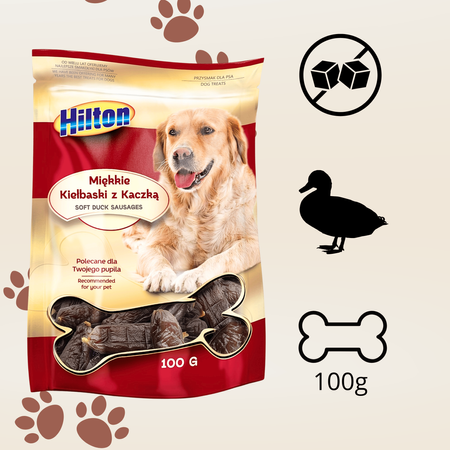 Przysmaki dla psa naturalny miękkie kiełbaski z kaczką Hilton 100g