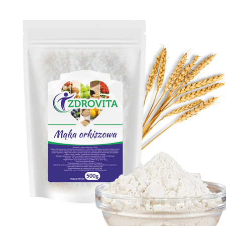 Mąka Orkiszowa naturalna pełnoziarnista do pieczenia Zdrovita 500g
