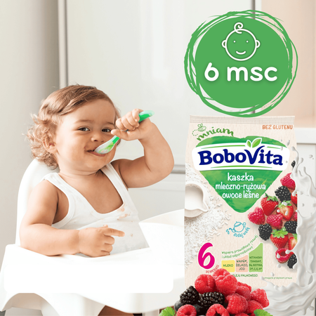 BoboVita Kaszka mleczno-ryżowa owoce leśne dla niemowląt po 6 miesiącu 230g