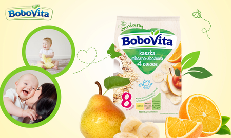 BoboVita kaszka mleczno zbożowa 4 owoce po 8 miesiącu 230g