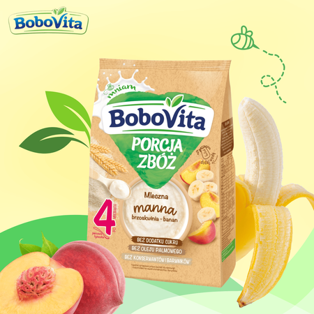 BoboVita Porcja zbóż Kaszka mleczna manna brzoskwinia-banan po 4 m-cu 210g