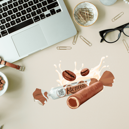 Rurki waflowe z kremem kawowo truflowym Rurrita Coffee Flying Cow 1kg