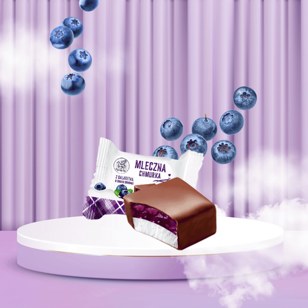 Pianki z galaretką w czekoladowej polewie borówka Milkly Clouds 1kg