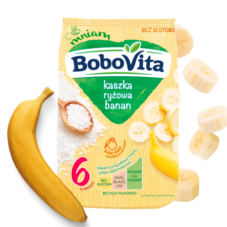 BoboVita Kaszka ryżowa banan po 6 miesiącu bez mleka i glutenu 180 g