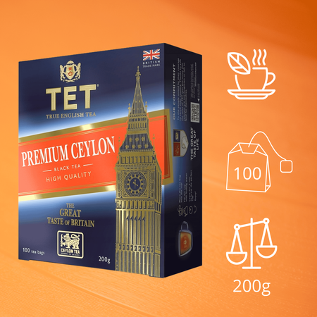 Herbata Czarna Ekspresowa Klasyczna TET Premium Ceylon 100 torebek 200g