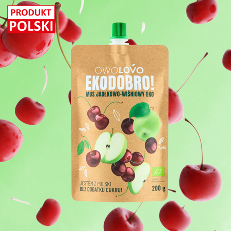 OWOLOVO Mus jabłkowy - wiśniowy EKO 200g Bio