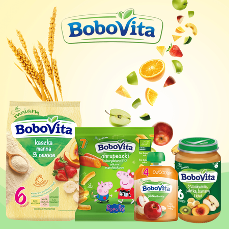 BoboVita Kaszka mleczna 7 zbóż jabłko-śliwka po 8. m-cu 210g bez cukru