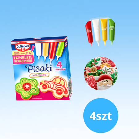 Dr Oetker pisaki cukrowe 4 kolory do dekoracji świątecznych wypieków 68g