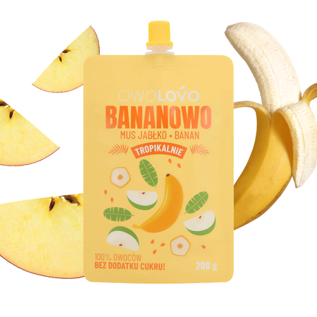 OWOLOVO Mus Tropikalny jabłko banan 100% owoców 200g