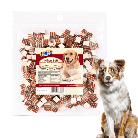 Przysmak dla psa Smaczek Hilton sandwiche z jagnięciny i ryby miękkie 500g