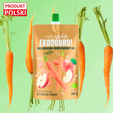 OWOLOVO Mus jabłkowy - marchewkowy EKO 200g Bio