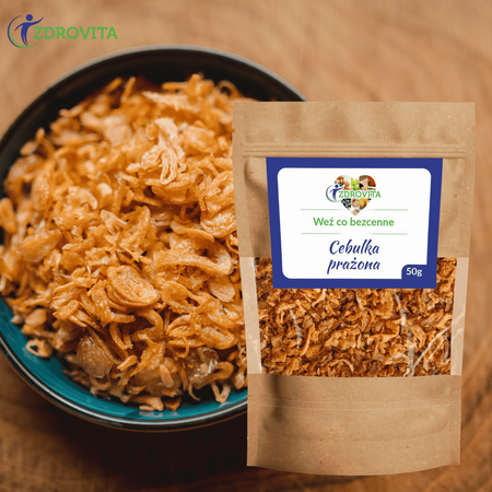 Cebulka Prażona chrupiąca naturalna dodatek do potraw Zdrovita 50g