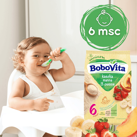 BoboVita Kaszka manna 3 owoce dla dzieci po 6. miesiącu 180g
