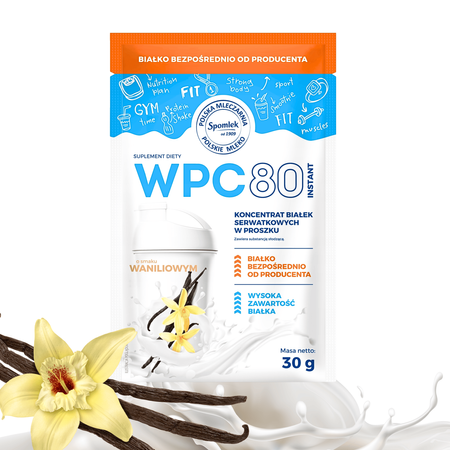 Koncentrat białka serwatkowego białko w saszetce wanilia WPC80 SPOMLEK 30g