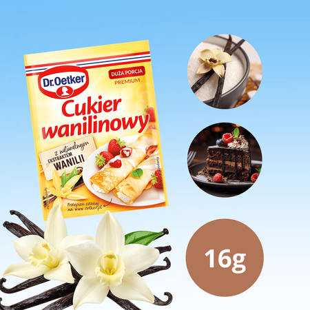 Dr Oetker Cukier Wanilinowy aromatyczny dodatek do ciast i deserów 16g