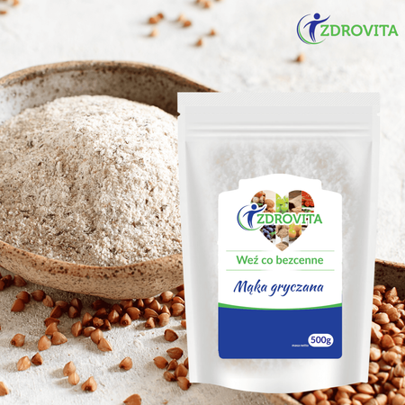 Mąka Gryczana bezglutenowa naturalna do wypieków Zdrovita 500g