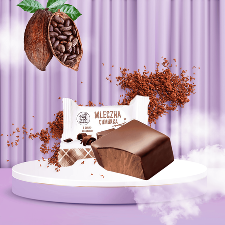 Pianki o smaku kakaowym w czekoladowej polewie Mleczna Chmurka 1kg