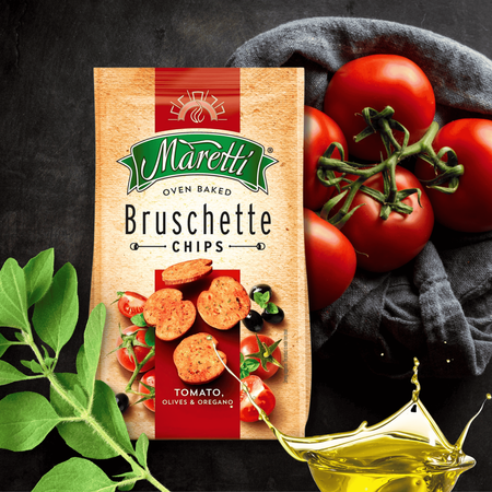 Bruschetta Pomidory z Oliwkami Chrupiące Grzanki Przekąska Maretti 70g