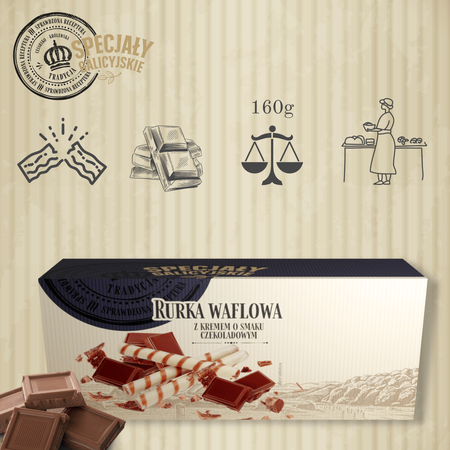 Ciastka Rurki Czekoladowe kruche domowe wypieki Specjały Galicyjskie 160g