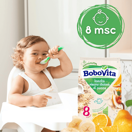 BoboVita kaszka mleczno zbożowa 4 owoce po 8 miesiącu 230g