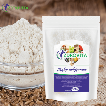 Mąka Orkiszowa naturalna pełnoziarnista do pieczenia Zdrovita 500g
