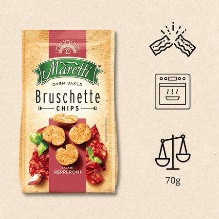 Bruschetta Salami Pepperoni Grzanki Chrupiąca Przekąska Maretti 70g