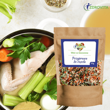 Przyprawa do rosołu bez soli naturalna mieszanka ziół Zdrovita 50g