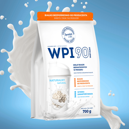 Izolat Białka Serwatkowego WPI90 Odżywka białkowa Naturalny 700g SPOMLEK