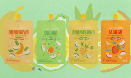 OWOLOVO Mix musów tropikalnych banan, ananas, mango, guawa 40x 200g