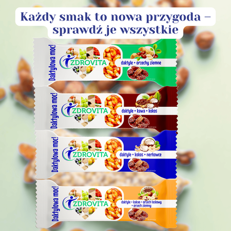 Baton Daktylowy z Orzechami Ziemnymi zdrowa fit przekąska Zdrovita 40g
