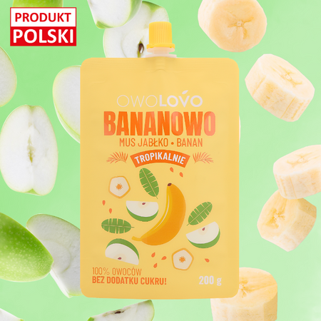 OWOLOVO Mus Tropikalny jabłko banan 100% owoców 200g