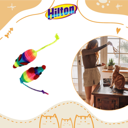 Zabawka dla kota z dzwonkiem myszki ze sznurka Hilton 2szt