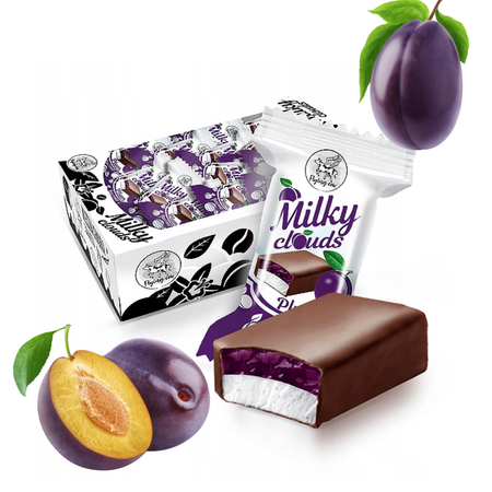 Cukierki pianka z galaretką śliwka mleczna chmurka Milky Clouds 1kg
