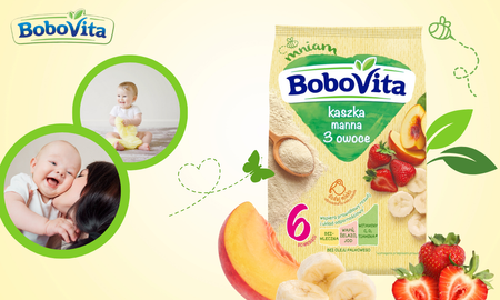 BoboVita Kaszka manna 3 owoce dla dzieci po 6. miesiącu 180g