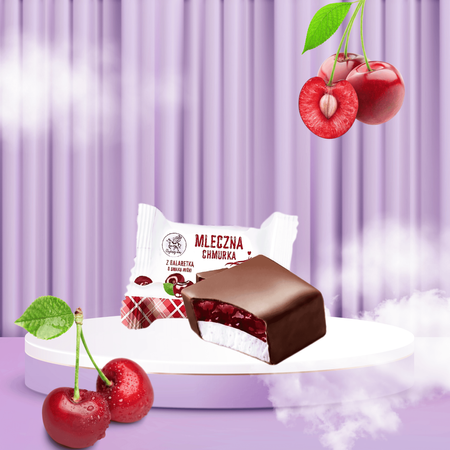 Pianki z galaretką w czekoladzie wiśnia Milky Clouds Mleczna Chmurka 1kg