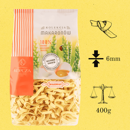 Makaron tagliatelle wstążka 6mm ręcznie robiony naturalny skład 400g