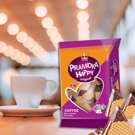 Piramidki kawowe wafelki z kremem kawowo mlecznym Flis XXL 600g