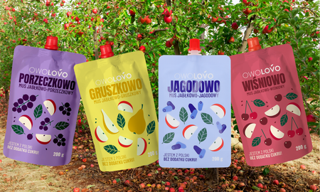 OWOLOVO Mix Musów Premium porzeczka gruszka jagoda wiśnia 40x200g