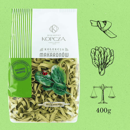 Makaron tagliatelle ze szpinakiem wstążka ręcznie robiony naturalny 400g