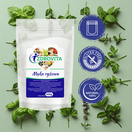 Mąka Ryżowa bezglutenowa naturalna do wypieków Zdrovita 500g