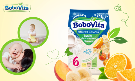 BoboVita Kaszka mleczno-ryżowa 3 owoce dla dzieci po 6 m-cu 230 g