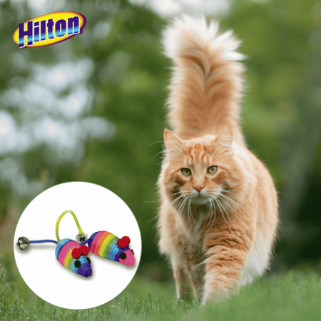 Zabawka dla kota z dzwonkiem myszki ze sznurka Hilton 2szt