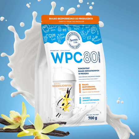Białko WPC80 białko serwatkowe odżywka białkowa wanilia SPOMLEK 700g