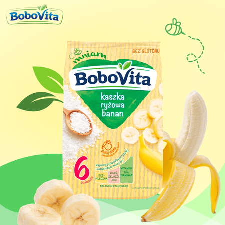 BoboVita Kaszka ryżowa banan po 6 miesiącu bez mleka i glutenu 180 g